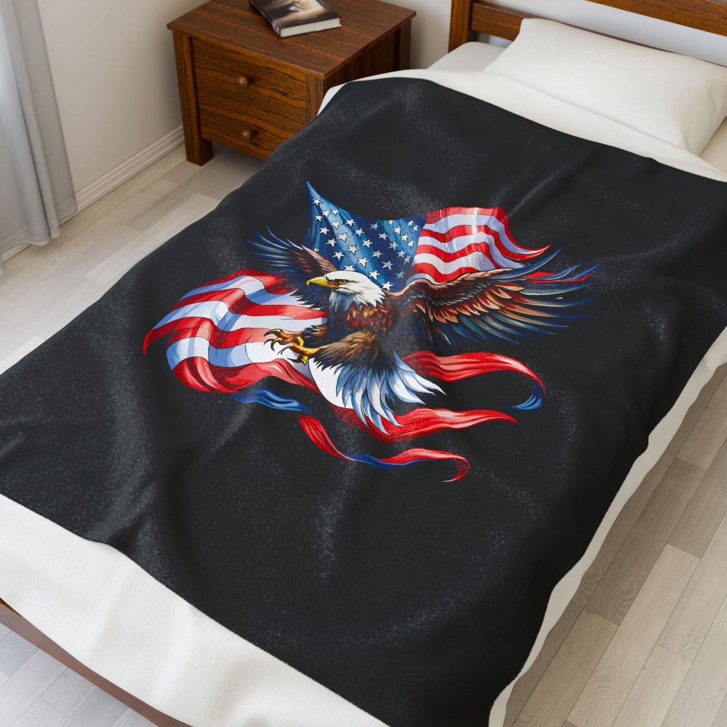 Princess Grace Patriotic Eagle Velveteen Plush Blanket
