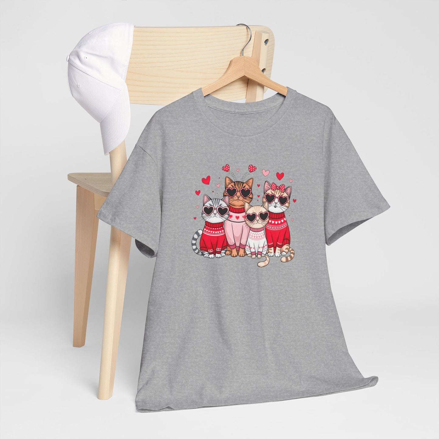 Princess Grace Cute Cat Lovers Unisex Heavy Cotton Tee Adorable Cats in Sweaters