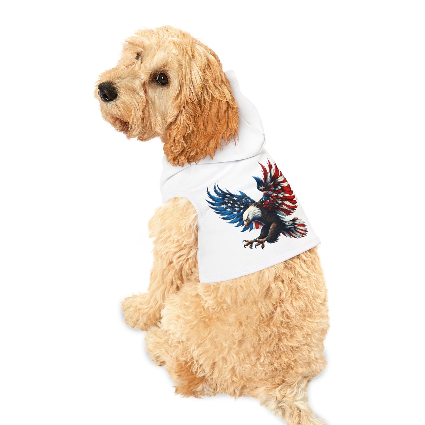 Princess Grace Patriotic Eagle Pet Hoodie Perfect for Independence Day Celebrations