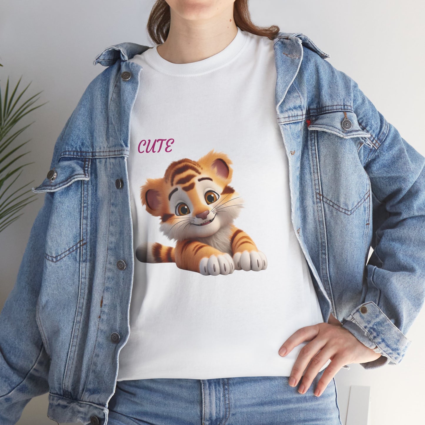 Princess Grace Cute Tiger Graphic Tee Unisex Heavy Cotton T-Shirt for Animal Lovers