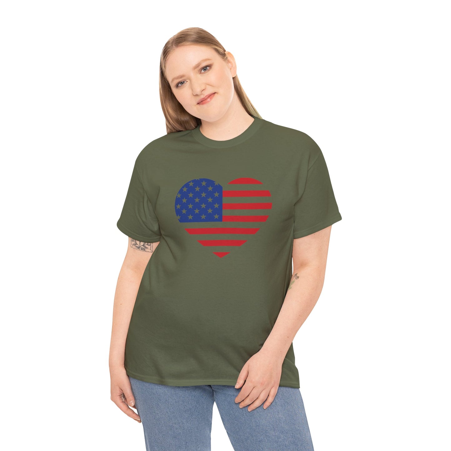 Princess Grace Patriotic Heart Unisex Heavy Cotton Tee Celebrate Freedom in Style