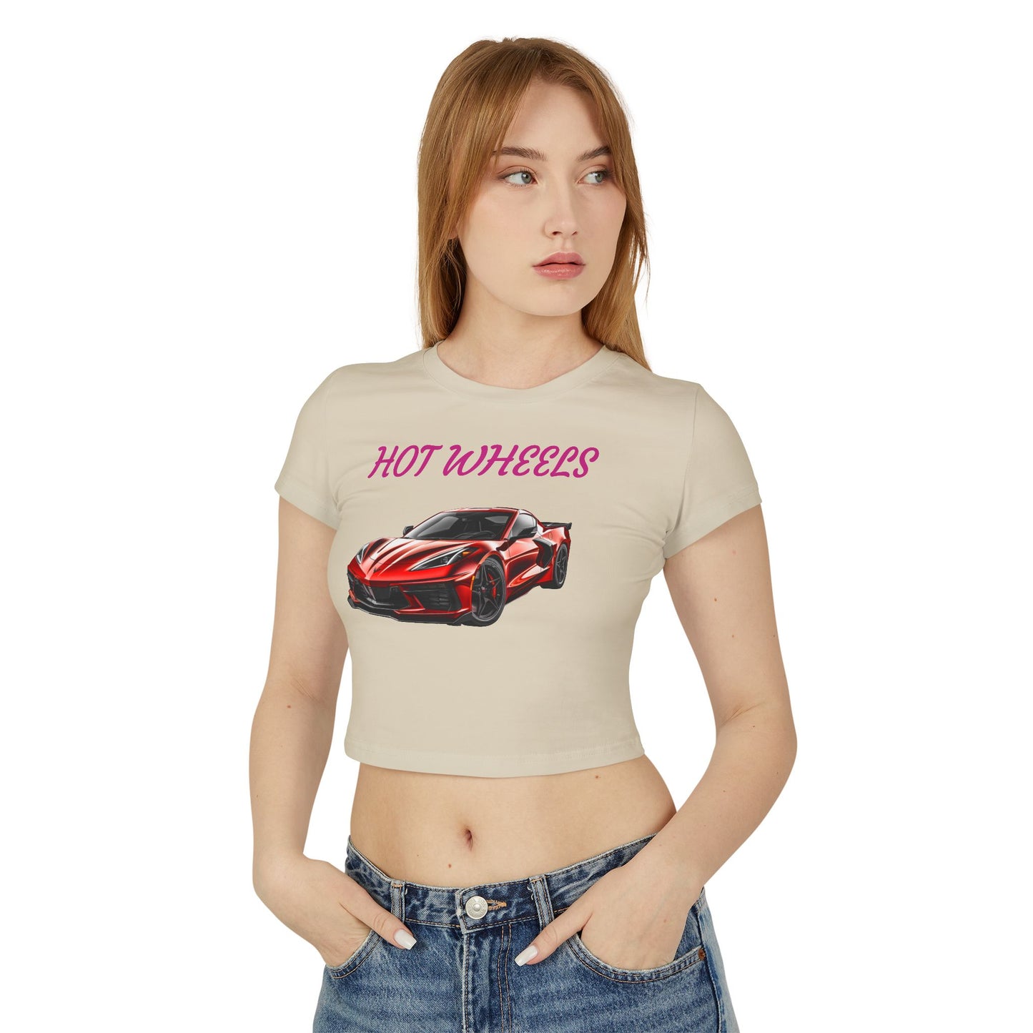 Princess Grace Corvette Hot Wheels Women's Baby Tee Sporty Graphic Top for Car Enthusiasts