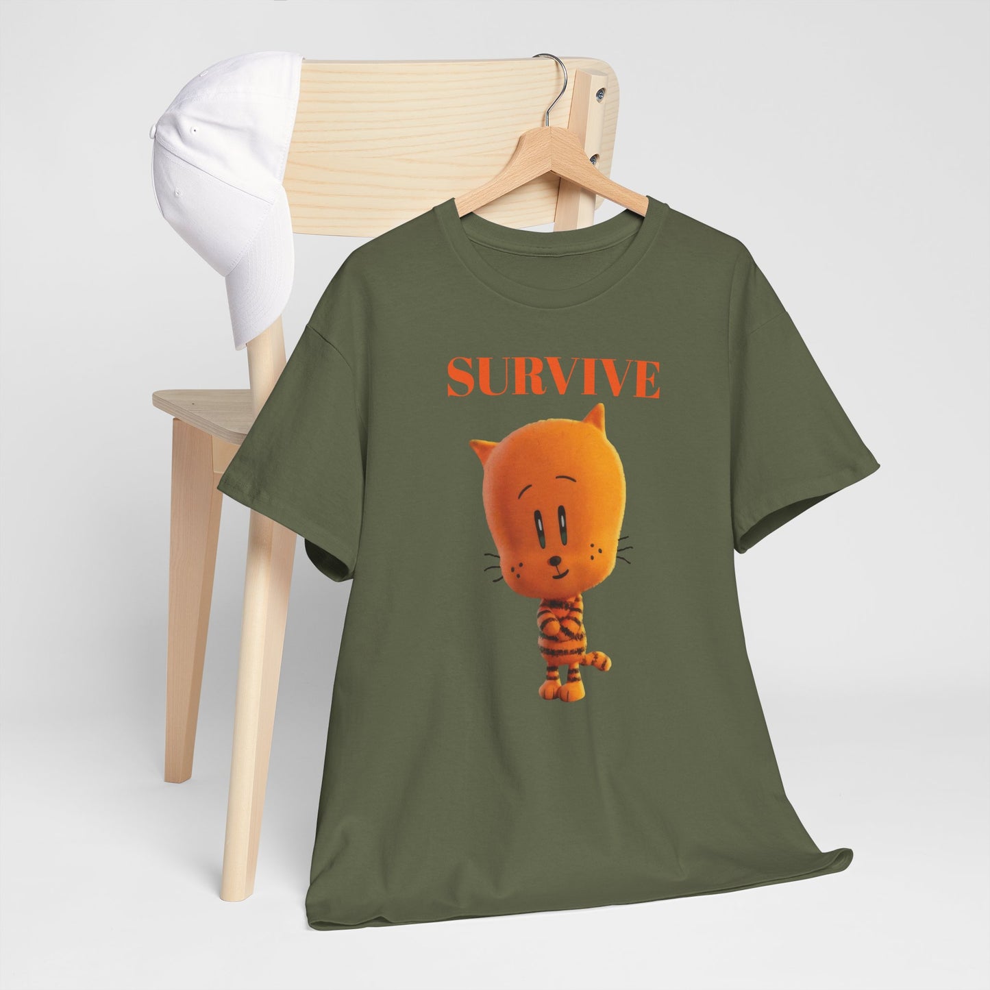 Princess Grace Survive Themed Unisex Heavy Cotton Tee Cute Cartoon Cat Design