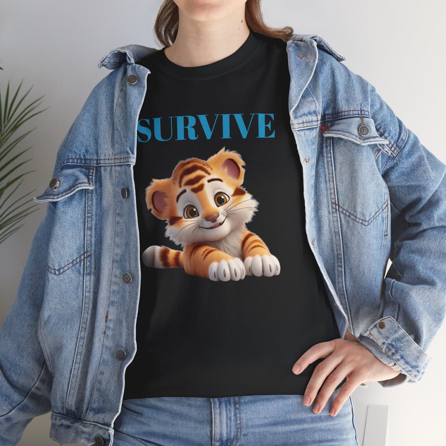 Princess Grace Survive Tiger Unisex Heavy Cotton Tee Cute Animal Graphic