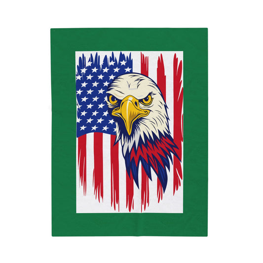 Princess Grace  Patriotic Eagle Velveteen Plush Blanket  Cozy Americana Decor