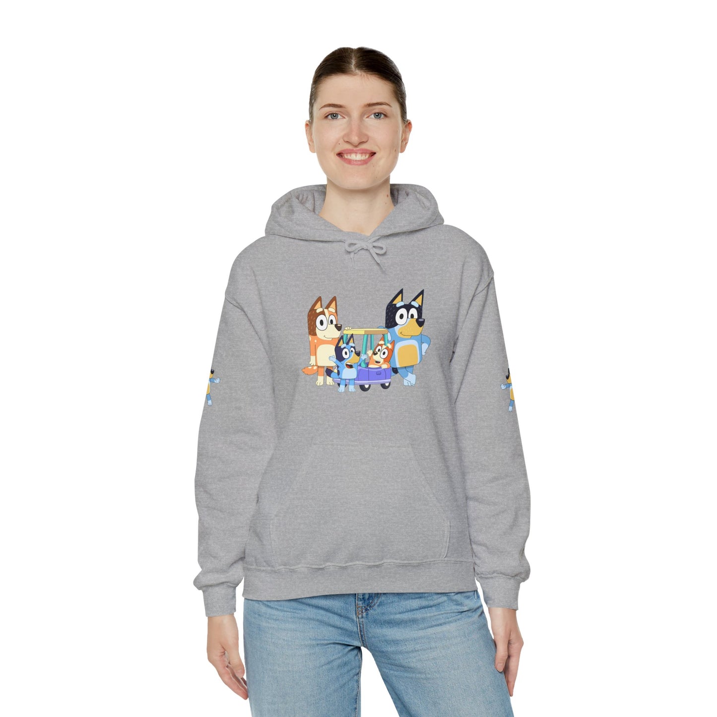 Princess Grace Bluey Fun Family Cartoon Hoodie - Unisex Heavy Blend with Playful Characters