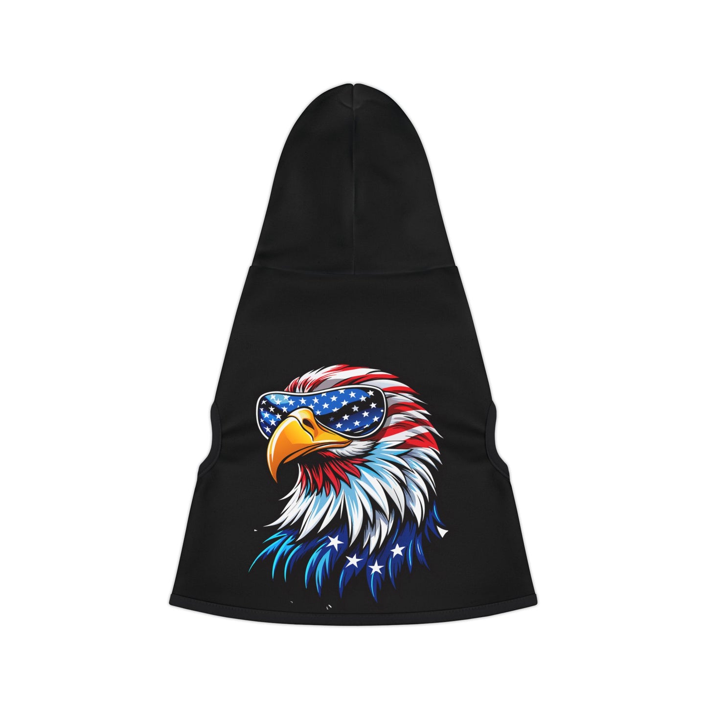 Princess Grace Patriotic Eagle Pet Hoodie Stylish Black Dog Sweatshirt with America Themed Design