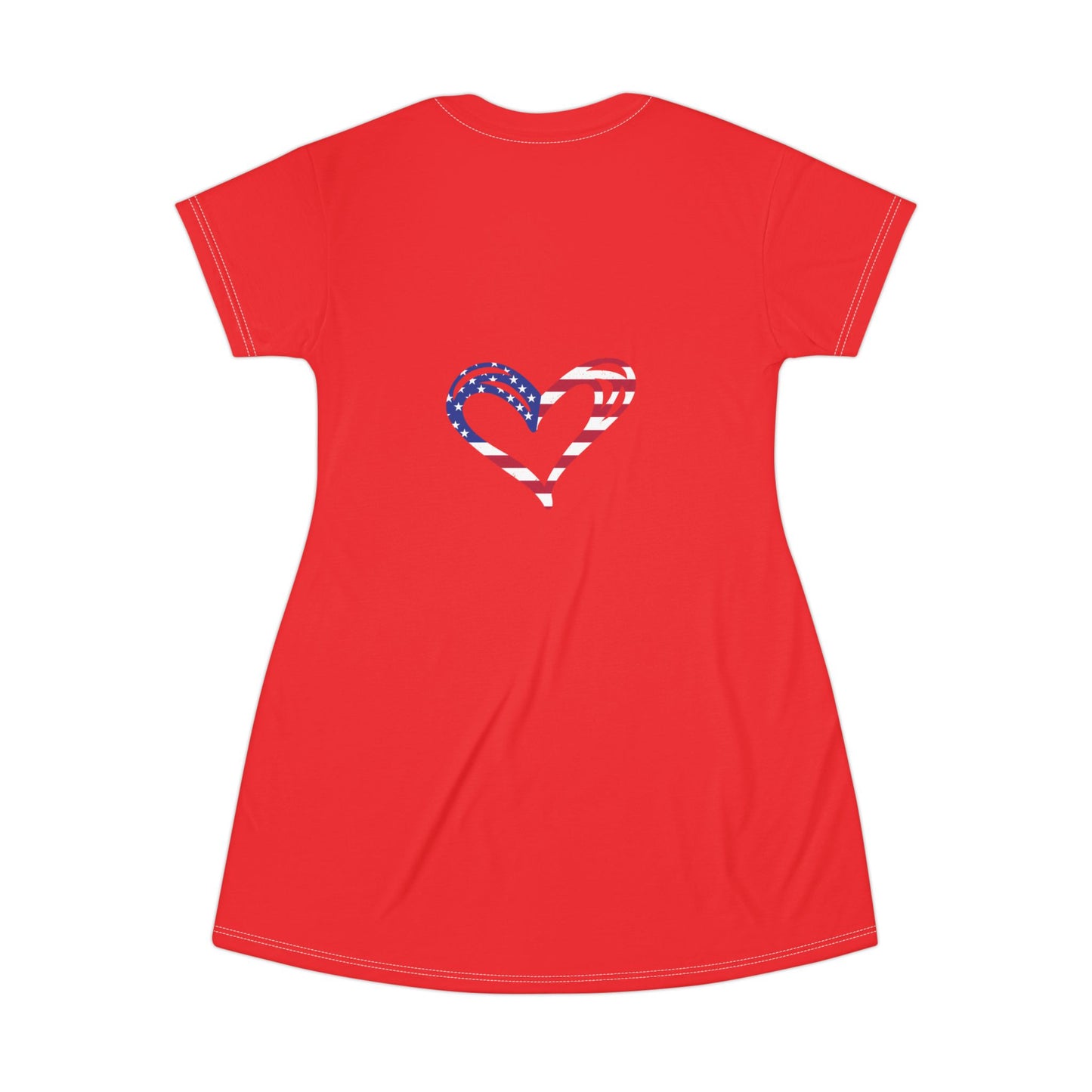 Princess Grace Patriotic Heart T-Shirt Dress for Celebrations