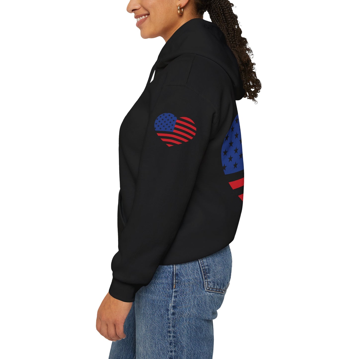Princess Grace Patriotic Heart Design Unisex Hoodie Perfect for Holidays and Celebrations