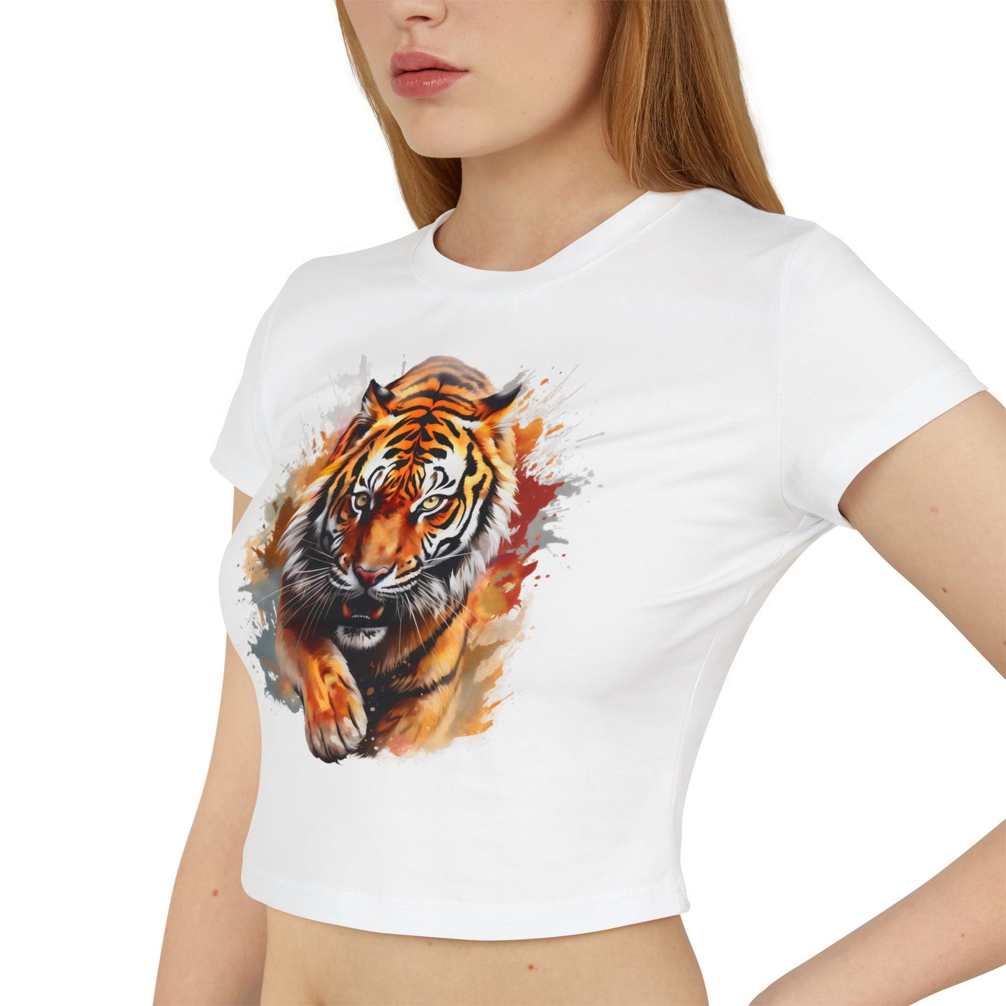 Princess Grace Fierce Tiger Women's Baby Tee Cute Graphic Shirt for Animal Lovers