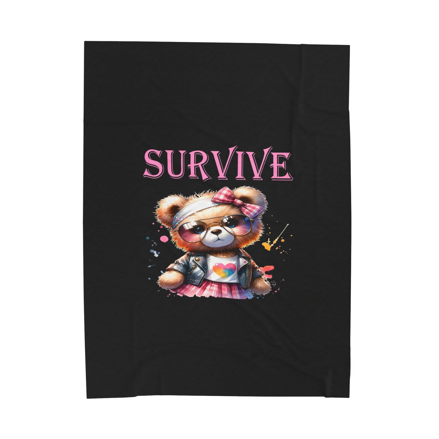 Princess Grace Survive Plush Blanket Cozy Cute Teddy Bear Design for Comfort and Style