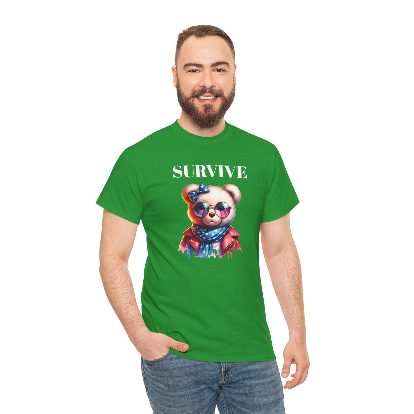 Princess Grace Cute Panda Illustration "Survive" Unisex Heavy Cotton Tee