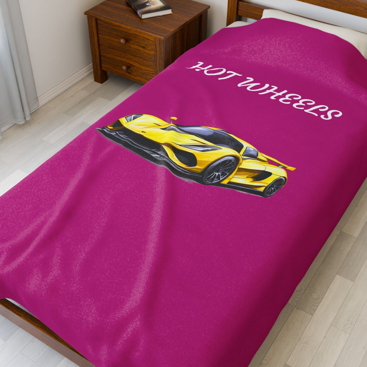 Princess Grace Hot Wheels Velveteen Plush Blanket for Car Lovers Cozy Throw for Kids and Adults