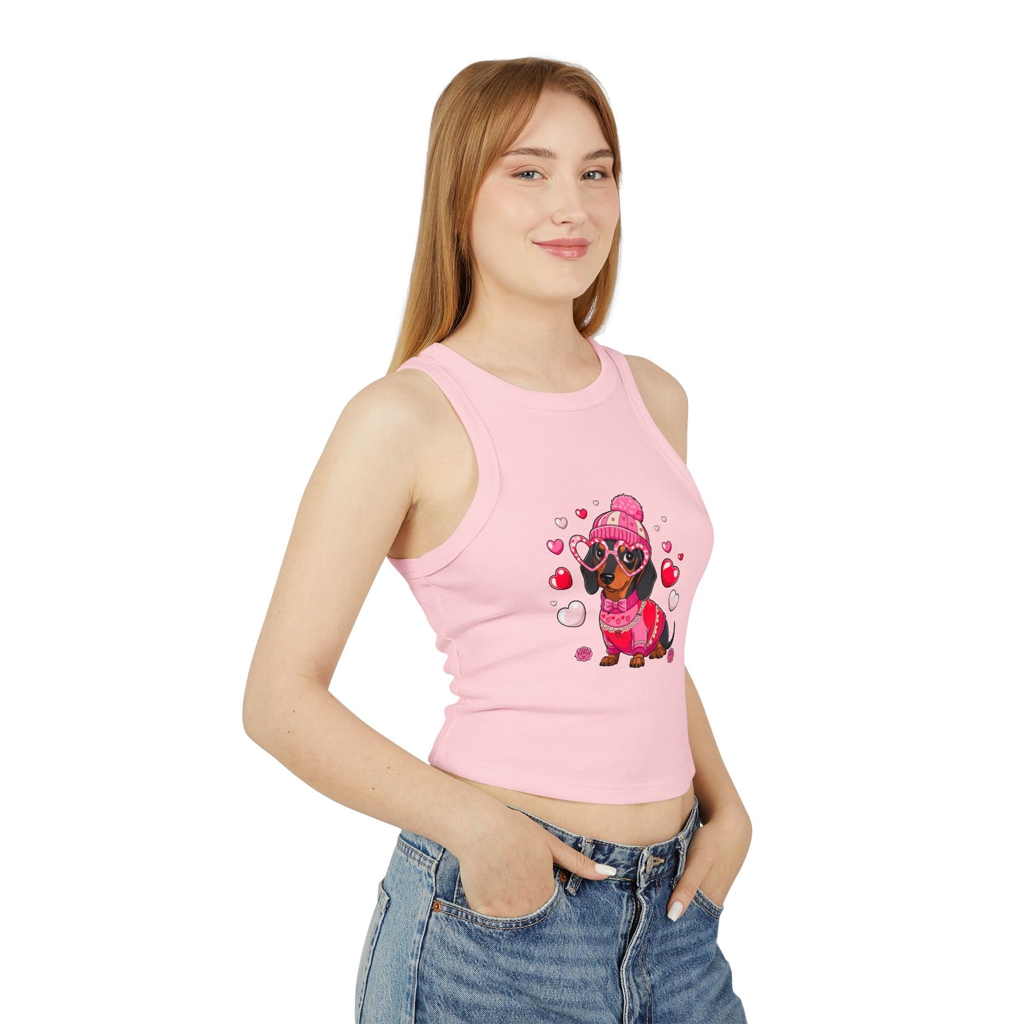 Princess Grace Cute Dachshund Love Tank Top for Women Perfect for Valentine's Day