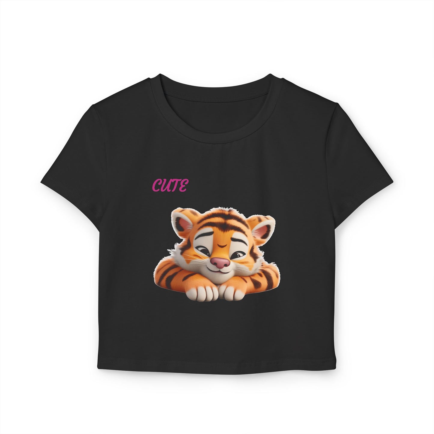 Princess Grace Cute Tiger Women's Baby Tee Playful and Stylish Top for Animal Lovers