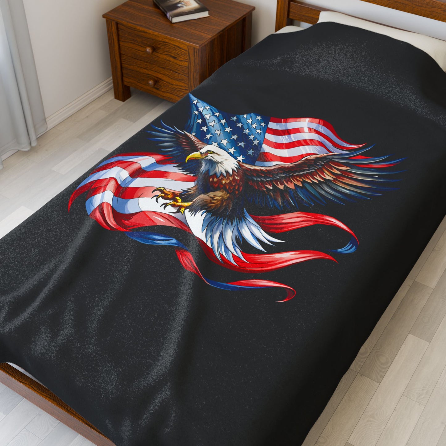 Princess Grace Patriotic Eagle Velveteen Plush Blanket