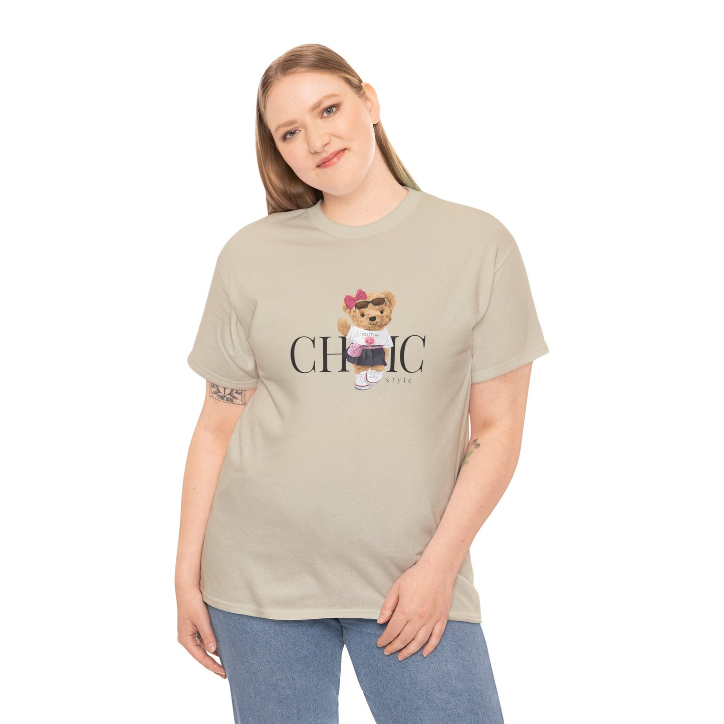 Princess Grace Chic Style Bear Unisex Heavy Cotton Tee Fashionable and Cozy Everyday Wear