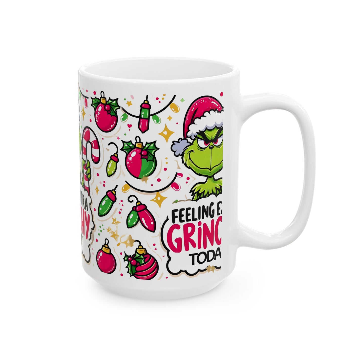 Princess Grace Grinchy Holiday Ceramic Mug Perfect for Christmas Cheer