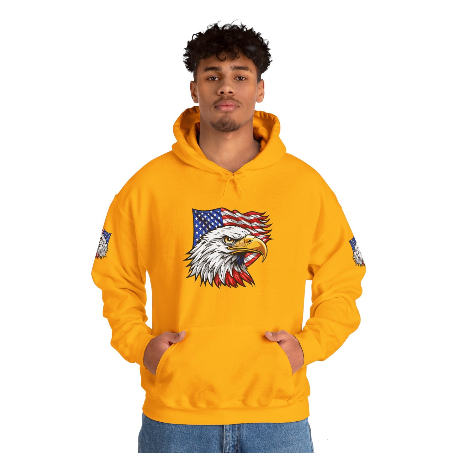 Princess Grace Patriotic Eagle Hoodie Unisex Heavy Blend Sweatshirt with American Flag Design