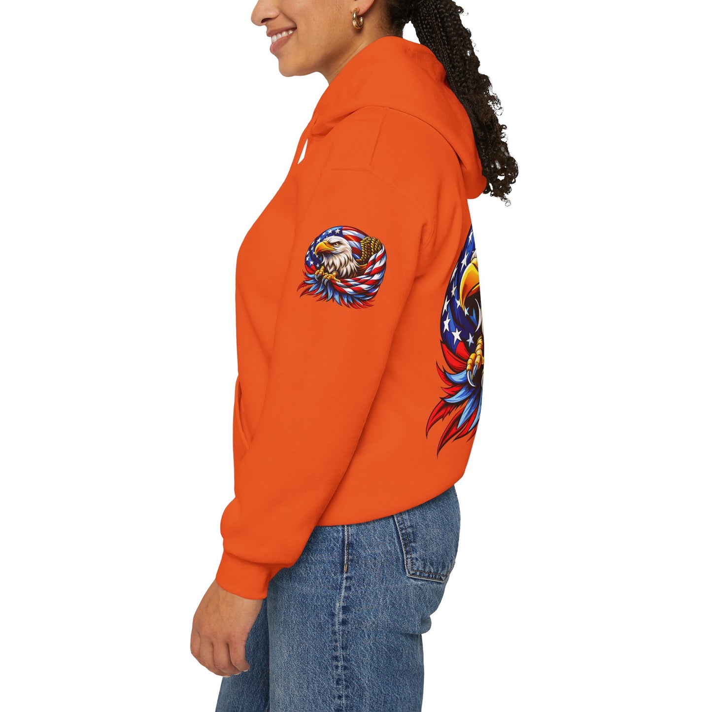 Princess Grace Patriotic Eagle Hoodie Unisex Heavy Blend Sweatshirt with American Flag Design