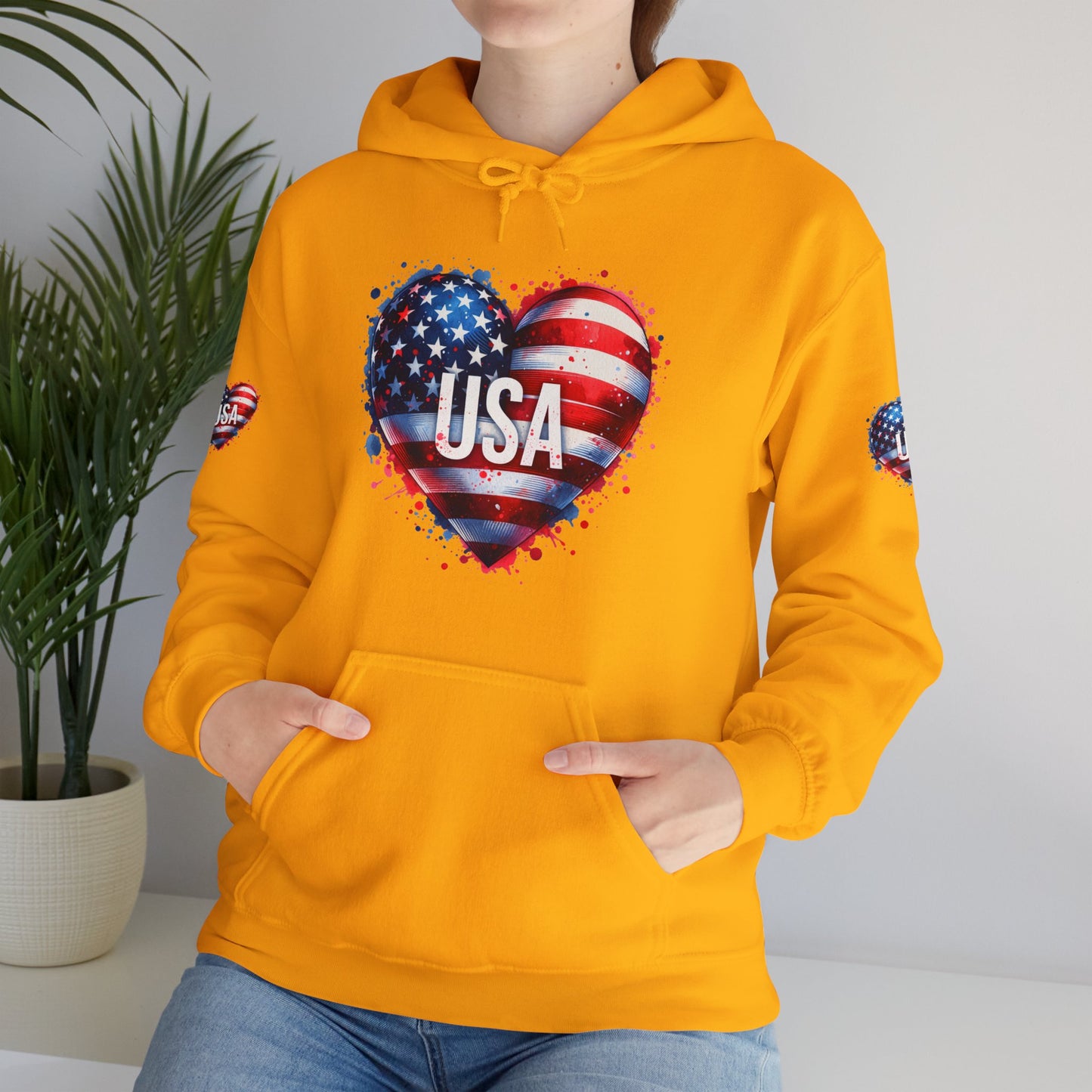 Princess Grace Patriotic Heart Hoodie for USA Lovers Unisex Heavy Blend