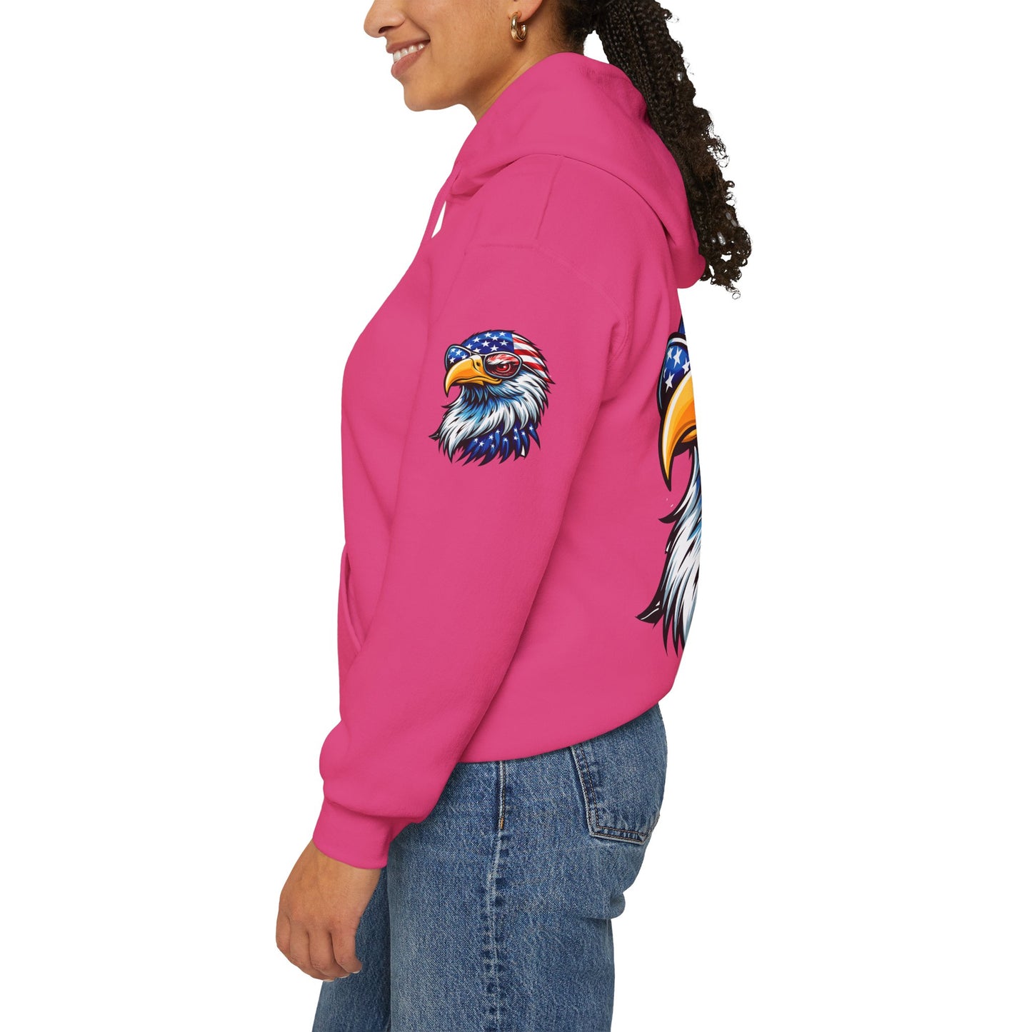 Princess Grace Patriotic Eagle Hoodie Unisex Heavy Blend Sweatshirt with USA Flag Design