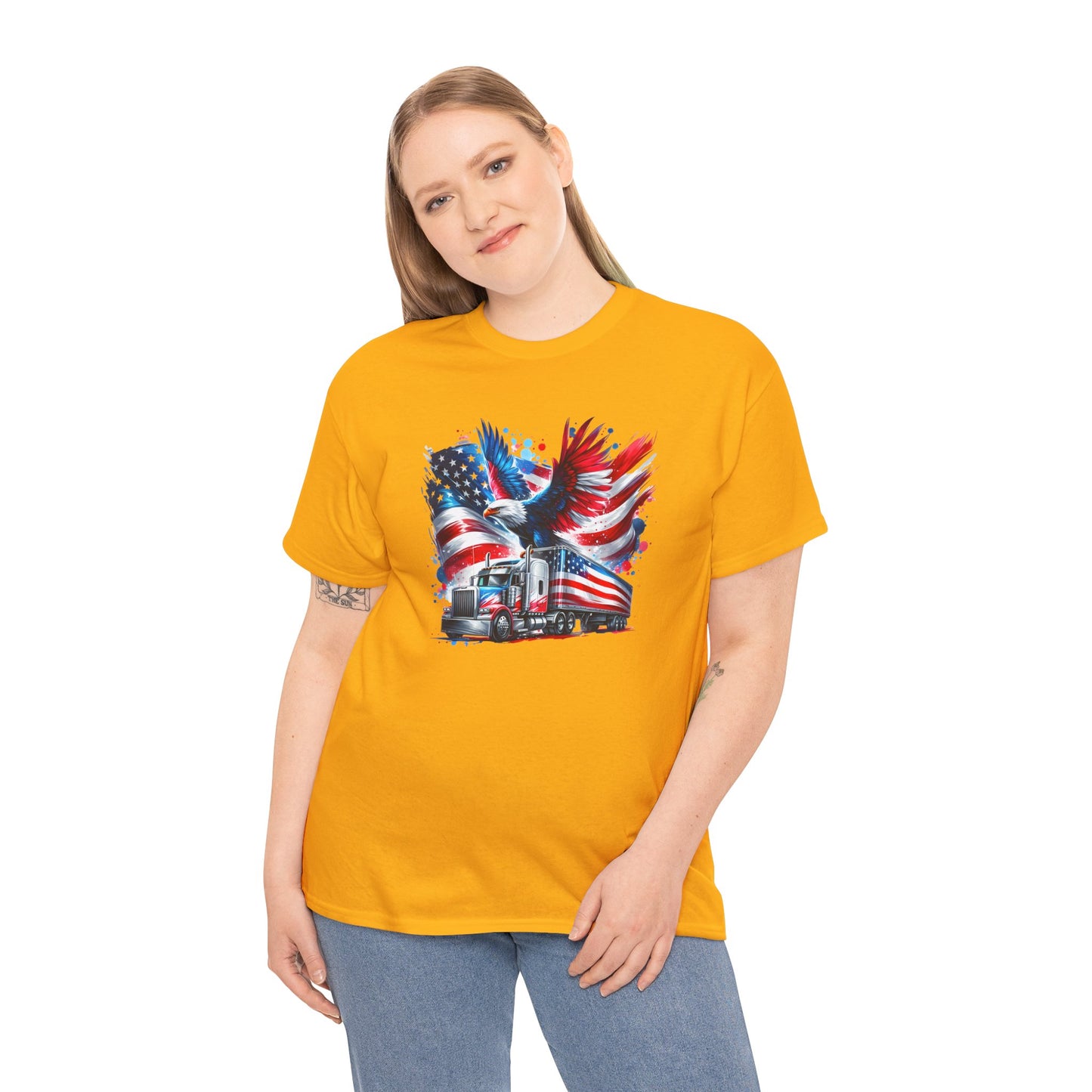 Princess Grace Patriotic Eagle Truck Unisex Heavy Cotton Tee