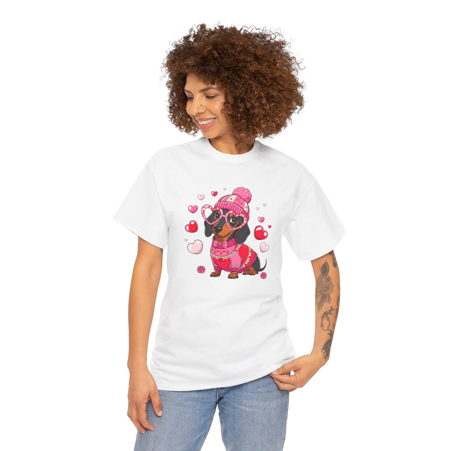 Princess Grace Cute Dachshund Love Graphic Tee Unisex Heavy Cotton Tee