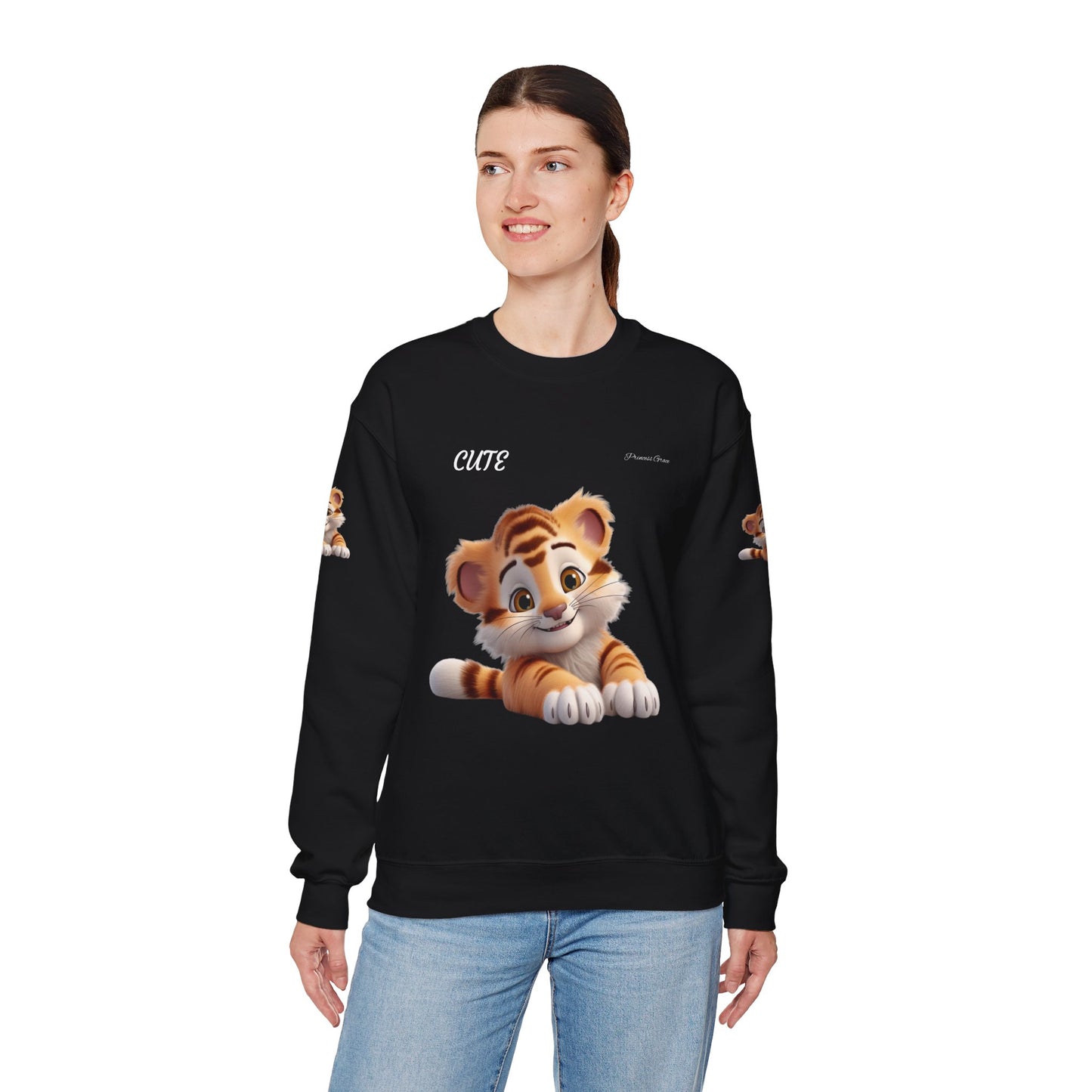 Princess Grace Cute Tiger Unisex Heavy Blen Crewneck Sweatshirt