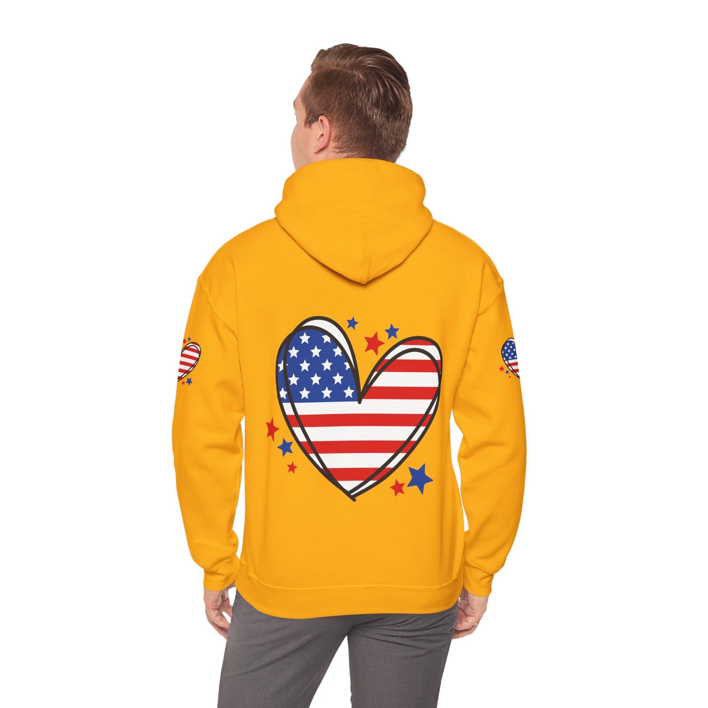 Princess Grace Patriotic Heart Hoodie Unisex Heavy Blend Hooded Sweatshirt for Independence Day & Year Round Love