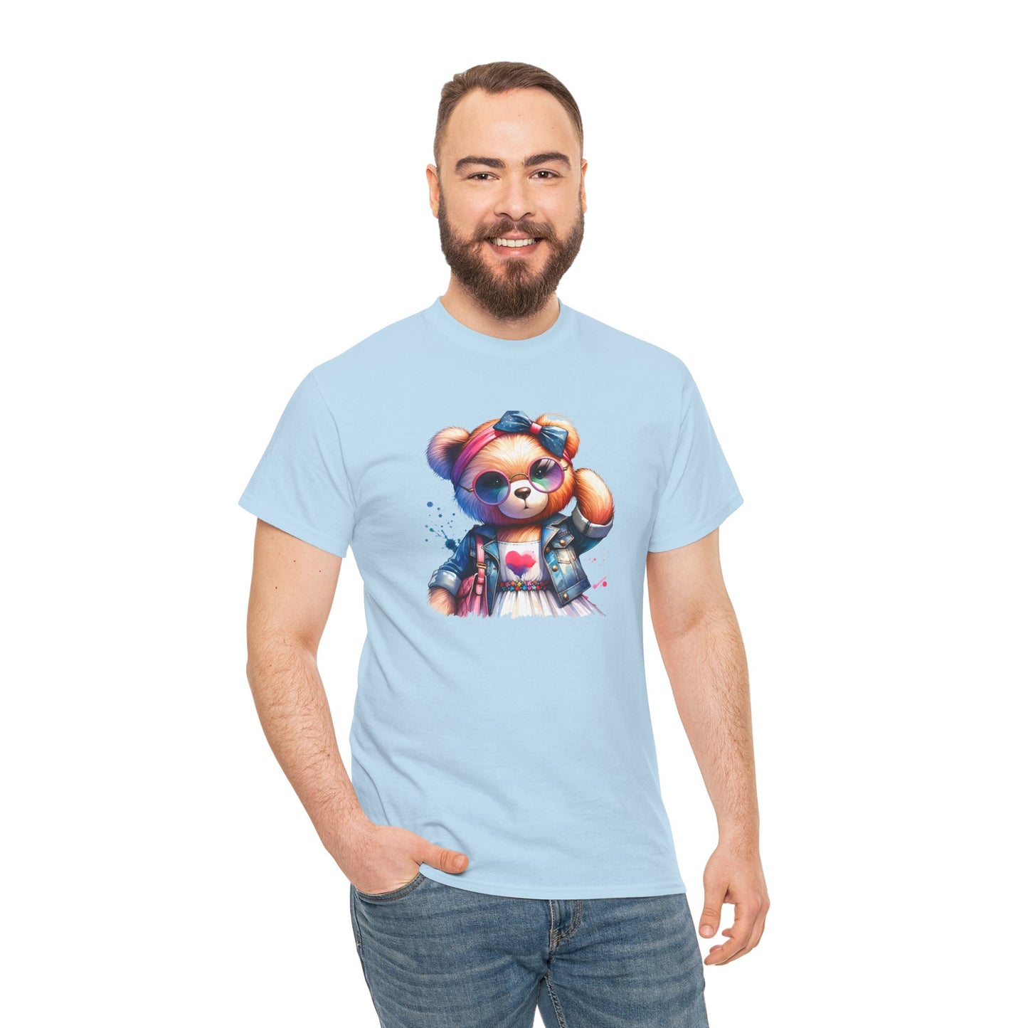 Princess Grace Cute Teddy Bear Unisex Heavy Cotton Tee Playful Graphic T-Shirt for All Ages