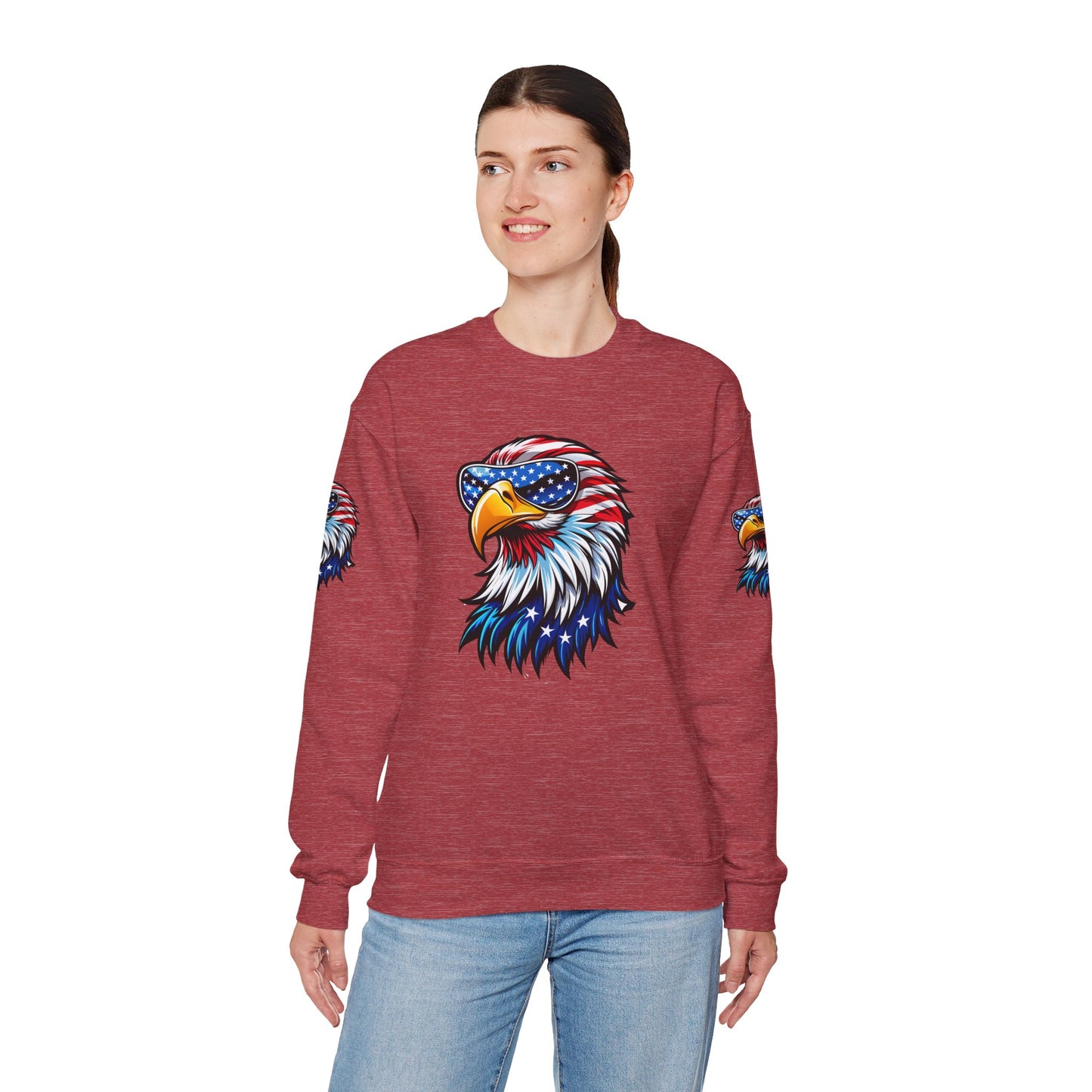 Princess Grace Patriotic Eagle Sweatshirt Unisex Heavy Blend Crewneck for Independence Day