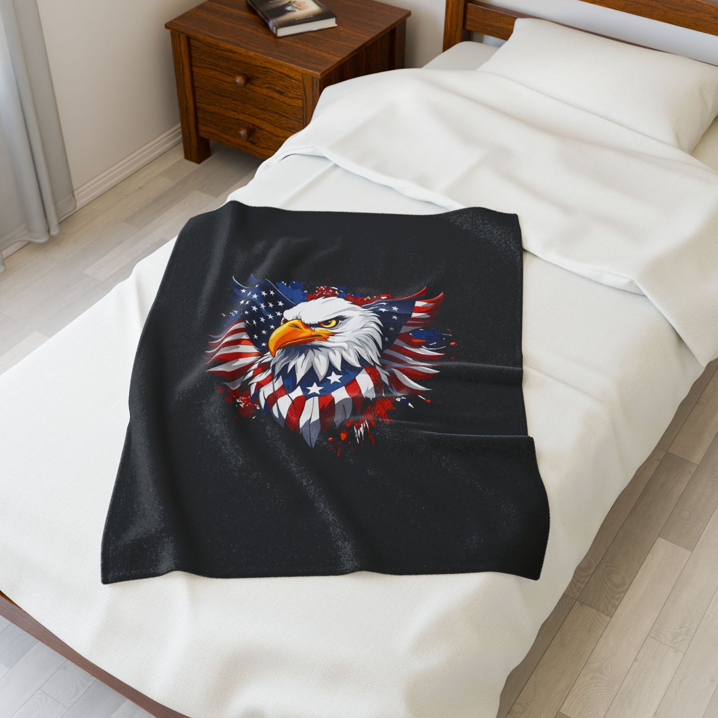 Princess Grace Patriotic Eagle Velveteen Plush Blanket Cozy American Flag Throw for Independence Day & Celebrations
