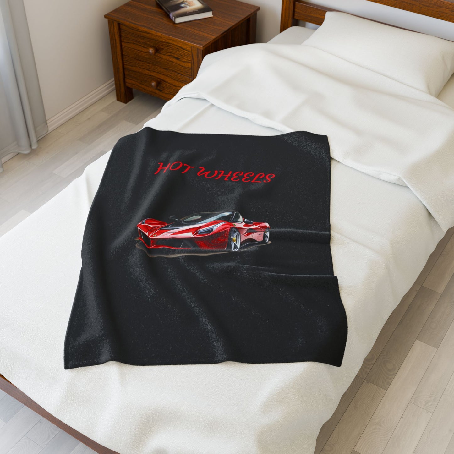 Princess Grace Hot Wheels Velveteen Plush Blanket Cozy Car Themed Throw for Racing Enthusiasts