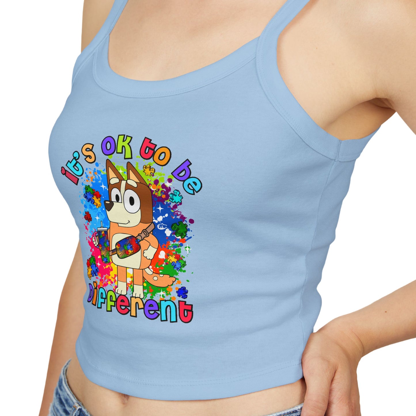 Princess Grace Bluey Colorful Spaghetti Strap Tank Top ‘It's OK to Be Different’