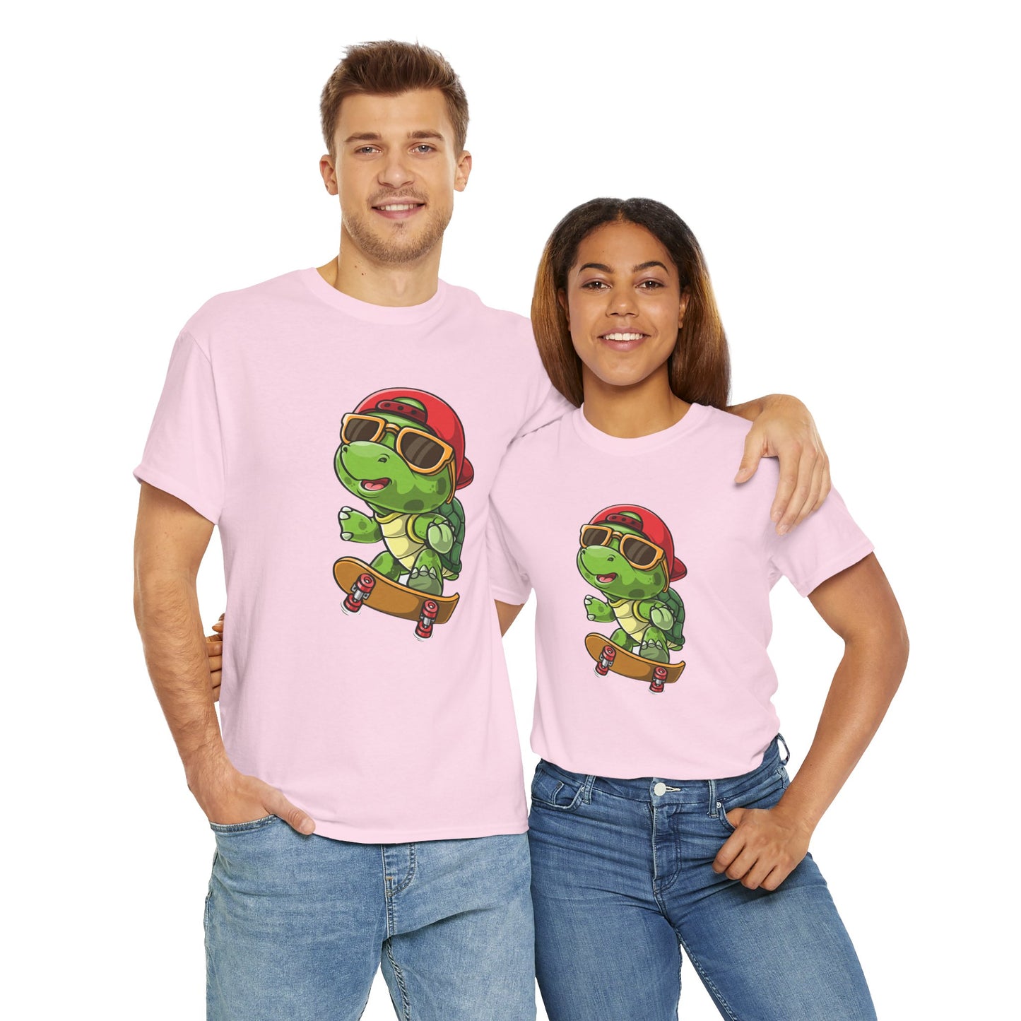 Princess Grace Cool Skateboarding Turtle Unisex Heavy Cotton Tee