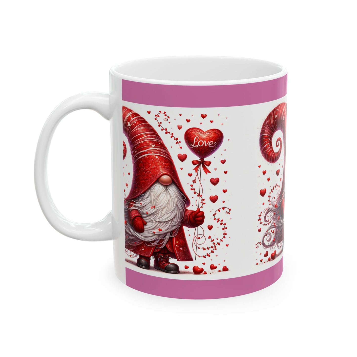 Princess Grace Valentine's Day Gnome Ceramic Mug Whimsical 11oz & 15oz Cuppa with Love Design