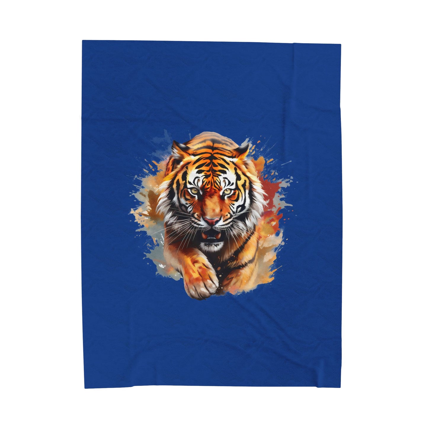 Princess Grace  Fierce Tiger Velveteen Plush Blanket Cozy Animal Decor