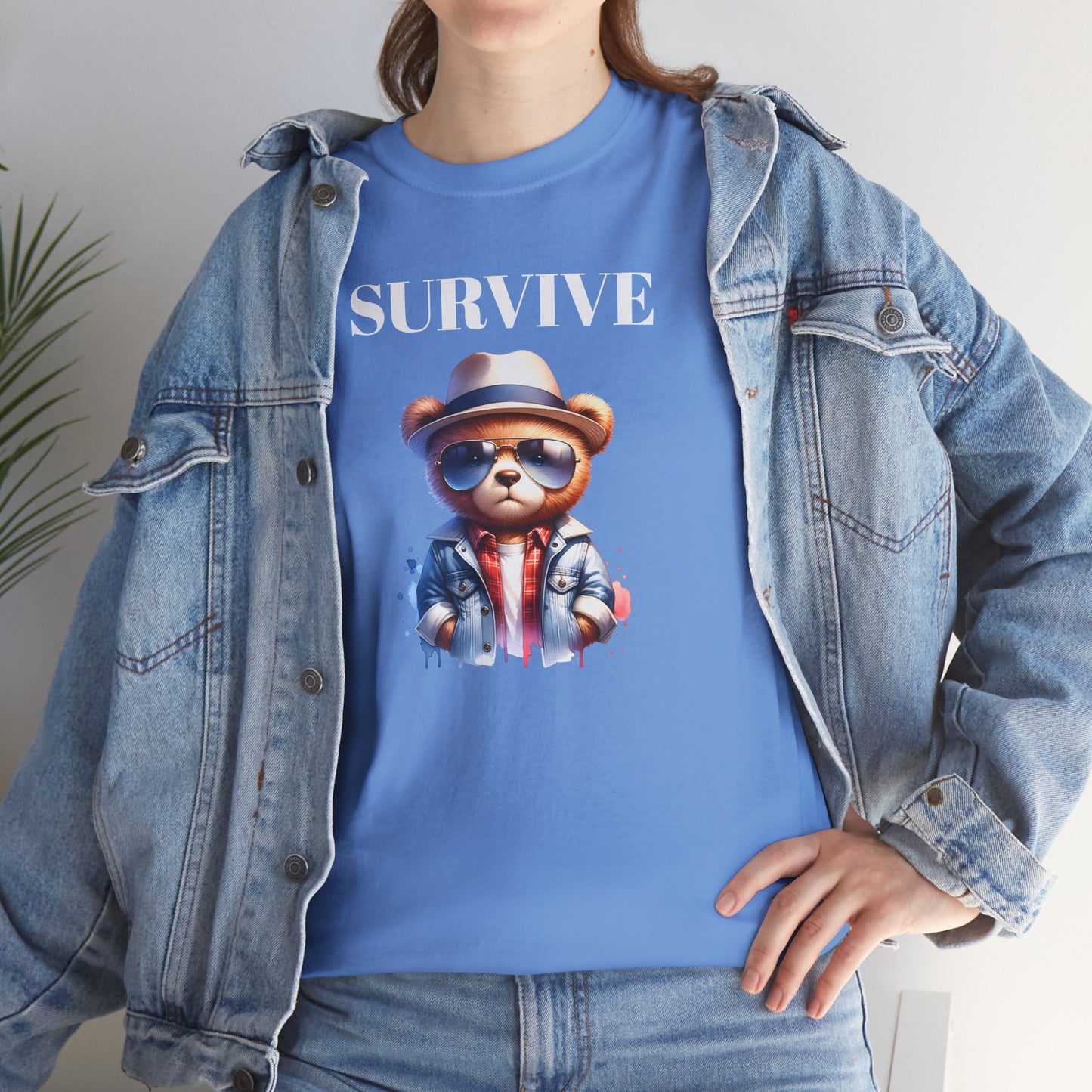 Princess Grace Cool Bear Graphic Tee 'Survive' Unisex Heavy Cotton T-Shirt