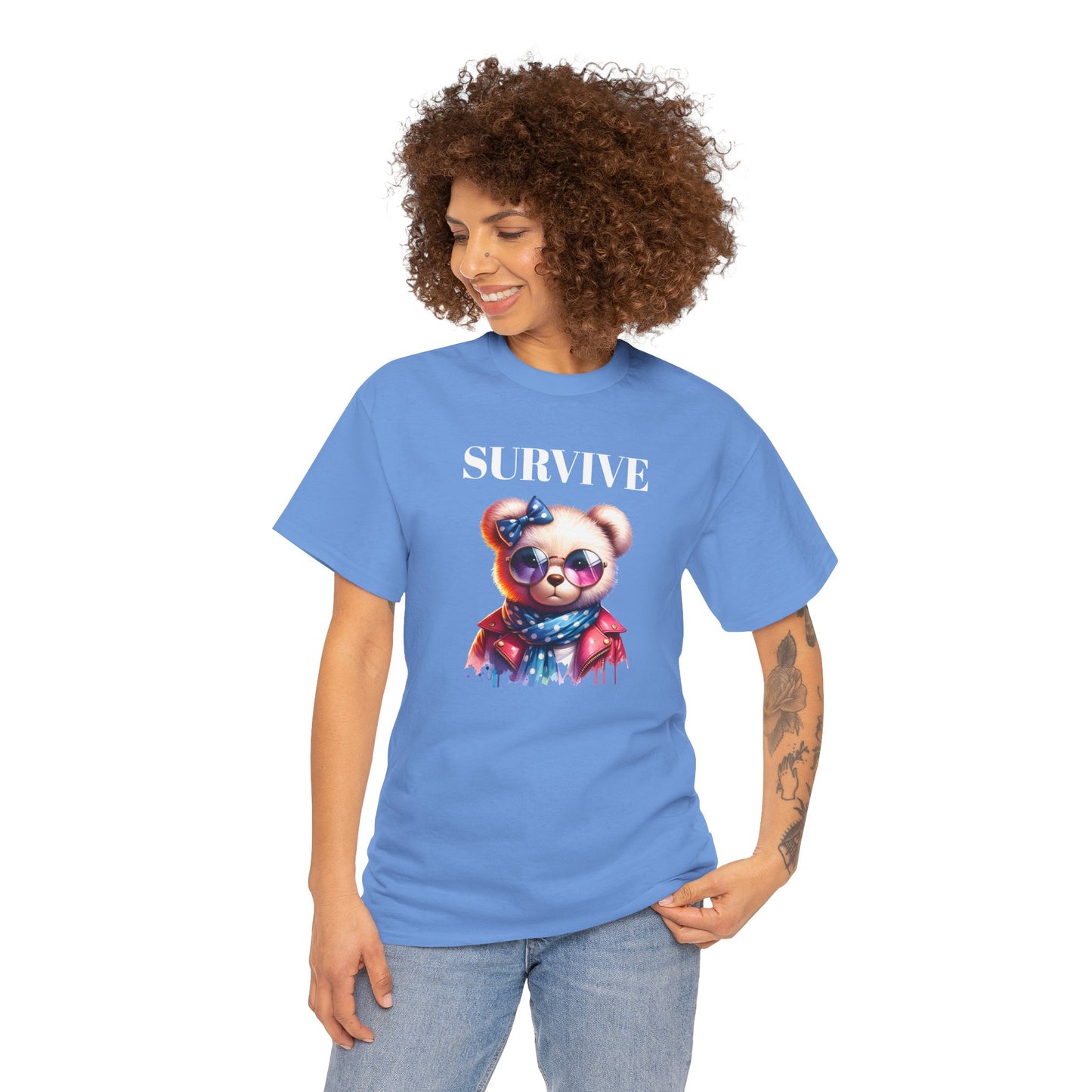 Princess Grace Cute Panda Illustration "Survive" Unisex Heavy Cotton Tee