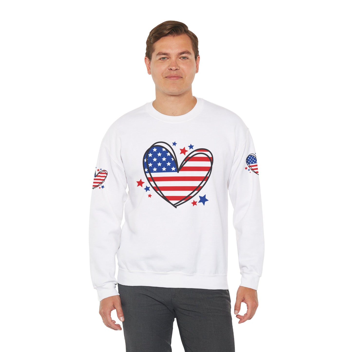 Princess Grace Patriotic Heart Crewneck Sweatshirt