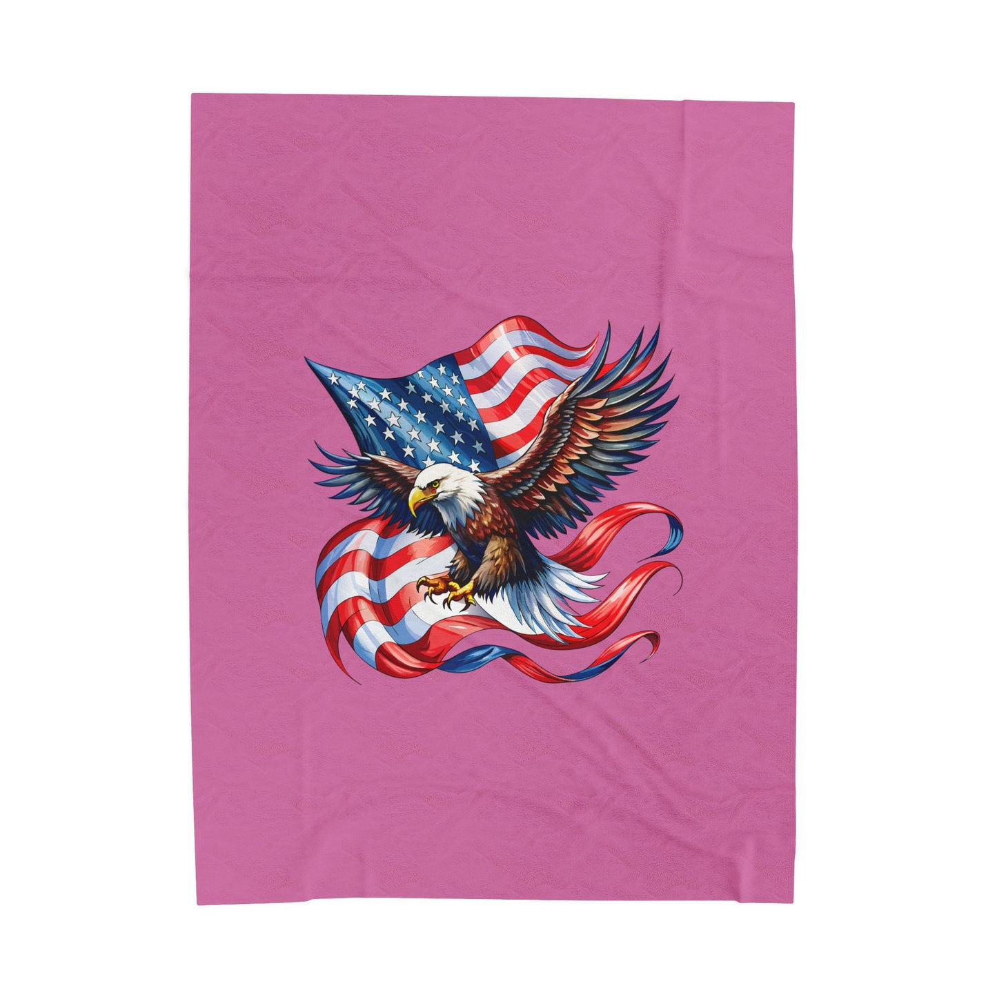 Princess Grace Patriotic Eagle Velveteen Plush Blanket Cozy Americana Decor