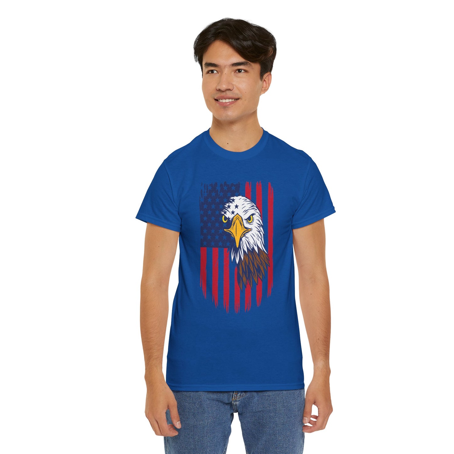 Princess Grace Eagle & American Flag Unisex Heavy Cotton Tee Patriotic Apparel for All Occasions