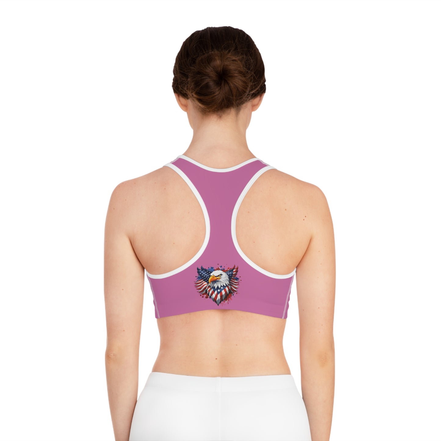 Princess Grace Patriotic Eagle Sports Bra Pink Empowerment Activewear