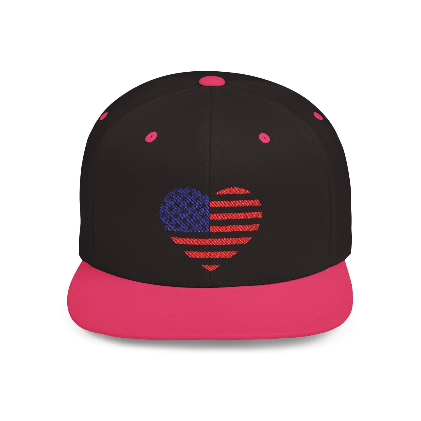 Princess Grace Patriotic Heart Flat Bill Snapback Cap