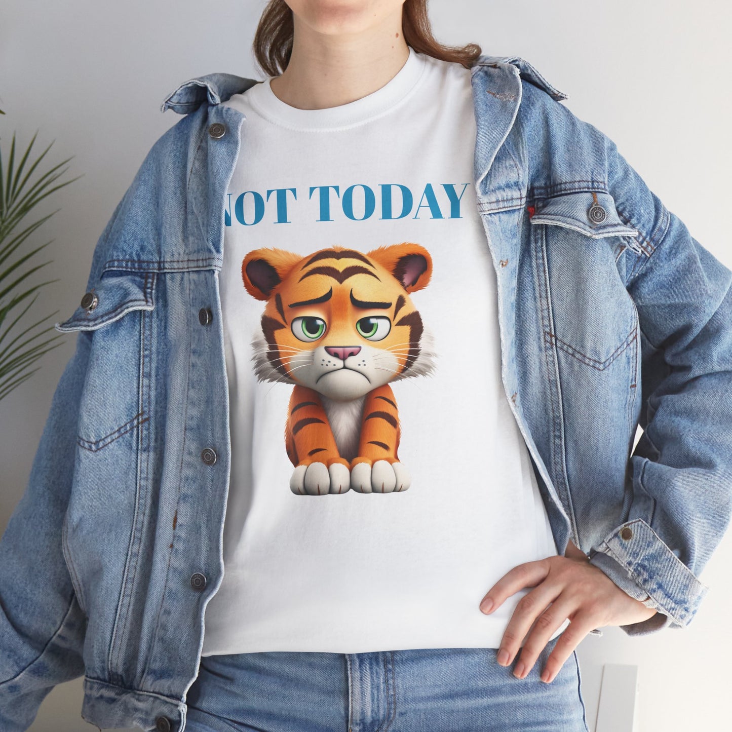 Princess Grace Not Today Tiger Unisex Heavy Cotton Tee Casual Fun Cat Graphic Shirt