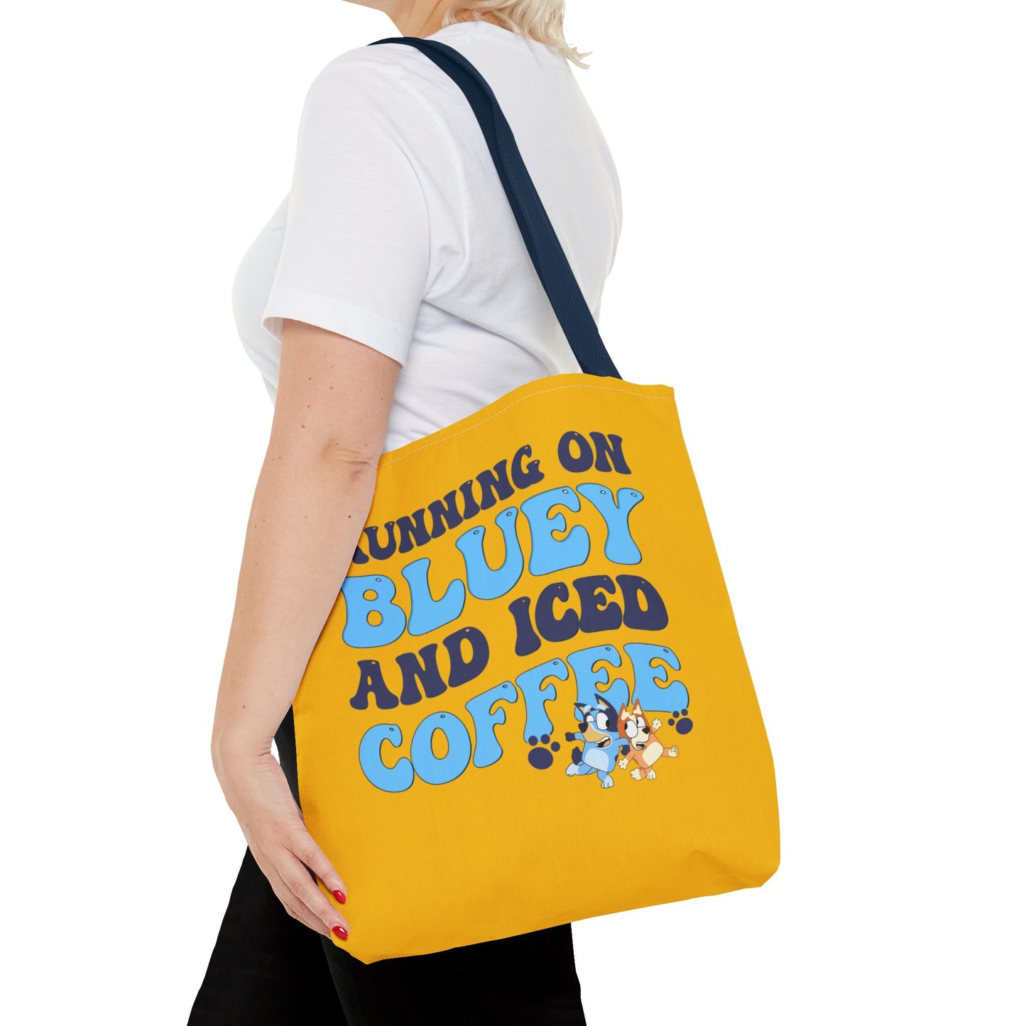 Princess Grace Running on Bluey and Iced Coffee Tote Bag Fun & Functional Daily Carry