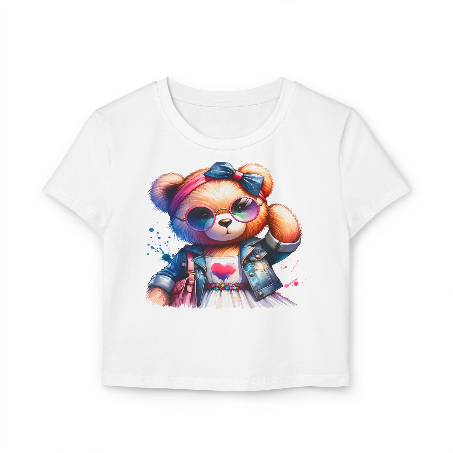 Princess Grace Cute Bear Graphic Baby Tee for Women Fun & Trendy