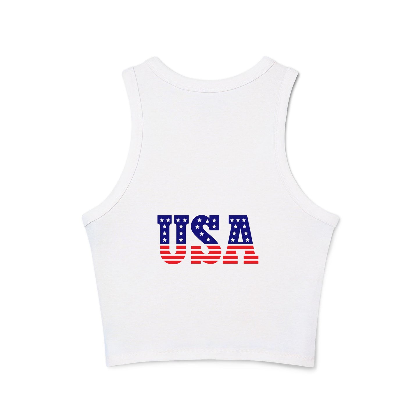 Princess Grace Patriotic Women's Micro Rib Racer Tank Top with Eagle & USA Design