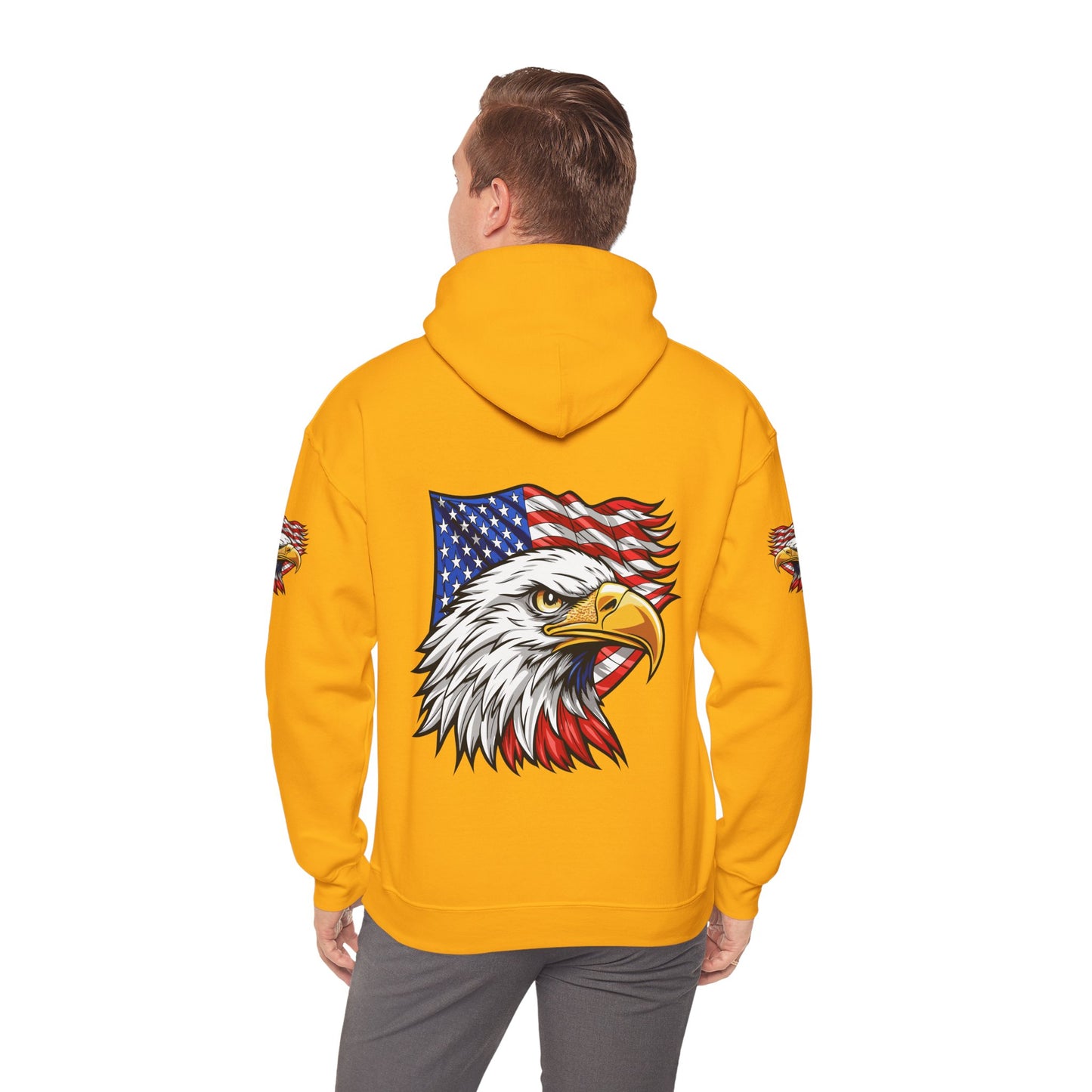Princess Grace Patriotic Eagle Hoodie Unisex Heavy Blend Sweatshirt with American Flag Design